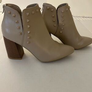 Chic Studded Taupe Ankle Booties